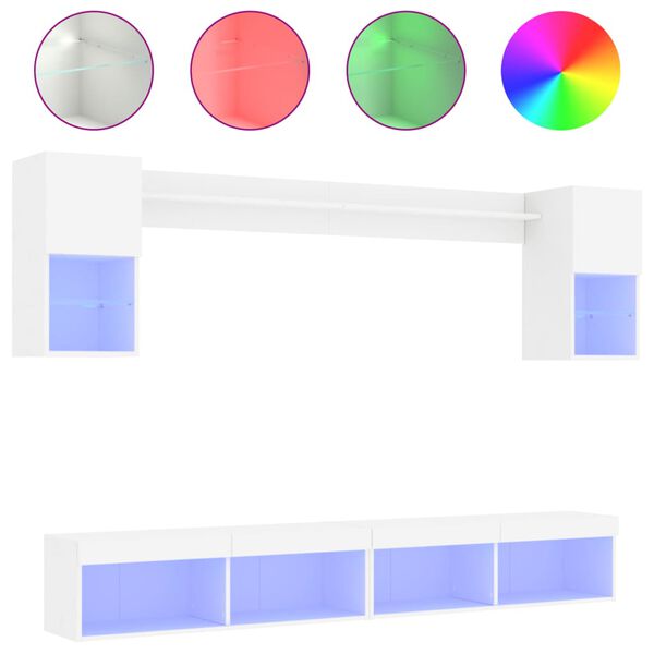 vidaXL Tv-b&auml;nk 6 delar LED vit konstruerat tr&auml;