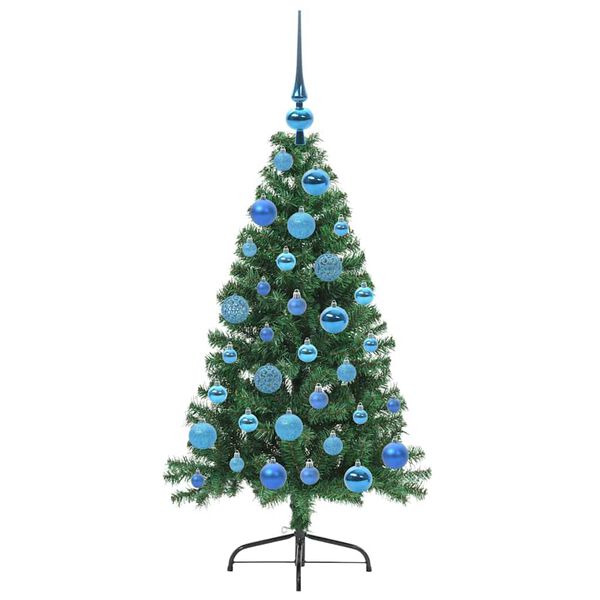 vidaXL Konstgjord F&ouml;rbelyst Julgran med 150 LED-lampor Gr&ouml;n 120 cm PVC