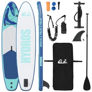 vidaXL Uppbl&aring;sbar Stand Up Paddle Board HYDROS 305 x 76 x 15 cm Turkos