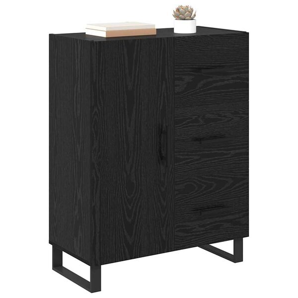 vidaXL Sideboard Svart Ek 69,5 x 34 x 90 cm Konstruerat tr&auml; och j&auml;rn
