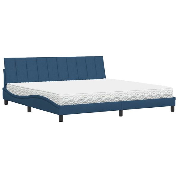 vidaXL Bed with Mattress "Hanko" Blue 200x200 cm Fabric