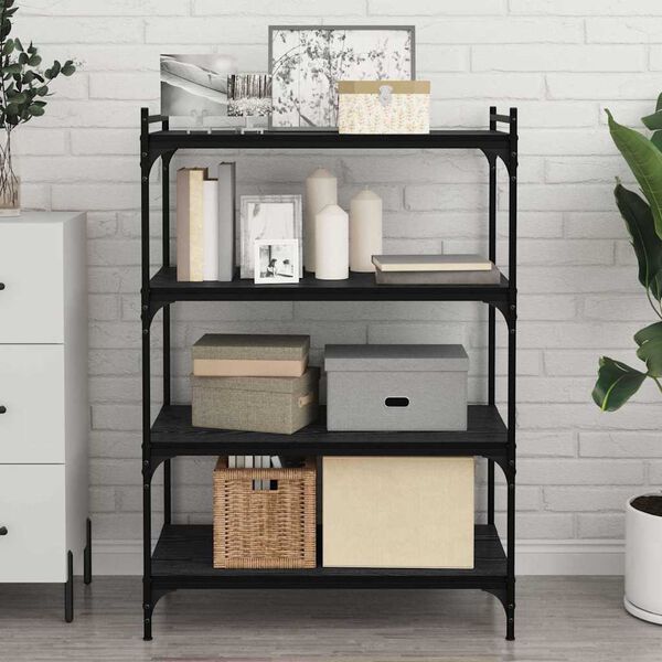 vidaXL Bokhylla Br&auml;da 4 pcs Svart 80 x 40 x 1,5 cm Konstruerat tr&auml;