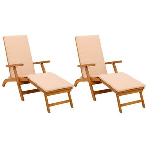 vidaXL Reclining och F&auml;llbar Solstol 2 pcs 55 x 146 x 91 cm