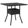 vidaXL Tr&auml;dg&aring;rdsbord med glasskiva svart 80x80x75 cm konstrotting