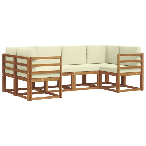 vidaXL Utomhussoffset med kudde 6 pcs Naturlig och Gr&auml;dde