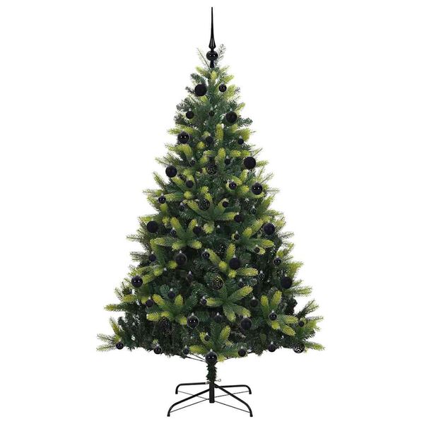 vidaXL Konstigt hinged julgran 300 LEDs Gr&ouml;n 210 cm PVC och PE