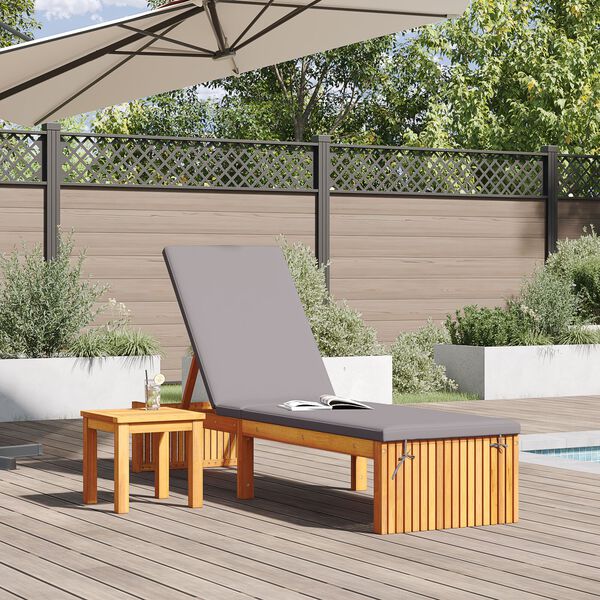 vidaXL Solstol Reclining Brun 200 x 55 x 94cm Massivt akaciaträ