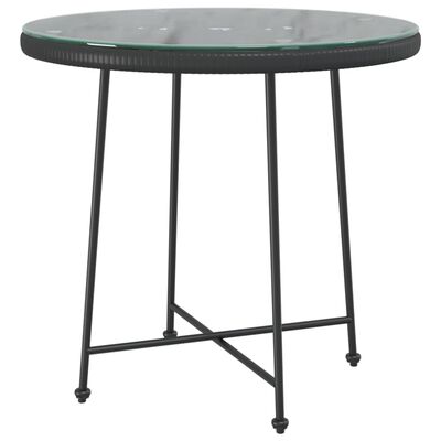 vidaXL Matbord svart Ø80 cm härdat glas och stål