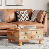 vidaXL Soffbord i &aring;tervunnet tr&auml; 70x70x38 cm