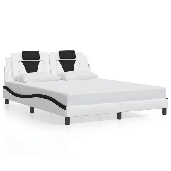vidaXL Bed Frame "Viana" without Mattress White and Black 160x200 cm Faux Leather