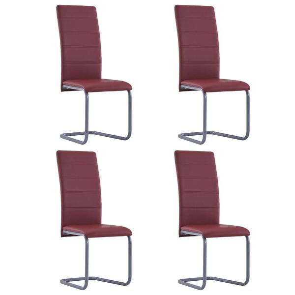 vidaXL Frib&auml;rande matstolar 4 st r&ouml;d konstl&auml;der