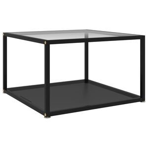 vidaXL Soffbord transparent och svart 60x60x35 cm h&auml;rdat glas