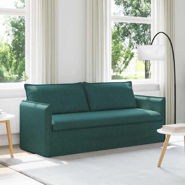 vidaXL Soffa M&ouml;rkgr&ouml;n 196 x 82 x 85 cm tyg