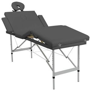 vidaXL Massageb&auml;nk med 4 zoner aluminiumram antracit 186x68 cm