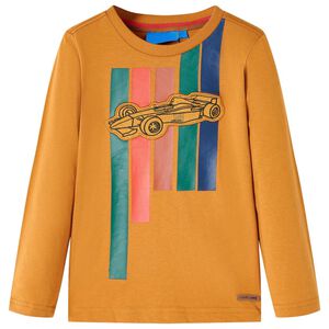 T-shirt med l&aring;nga &auml;rmar f&ouml;r barn m&ouml;rk ockra 104