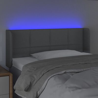 vidaXL Sänggavel LED ljusgrå 93x16x78/88 cm tyg