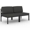 vidaXL Tr&auml;dg&aring;rdssoffa 2-sits med dynor aluminium antracit