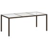 vidaXL Utebord 190x90x75 cm h&auml;rdat glas och konstrotting brun