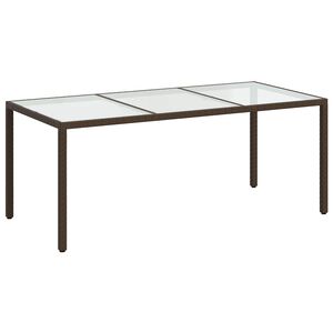 vidaXL Utebord 190x90x75 cm h&auml;rdat glas och konstrotting brun