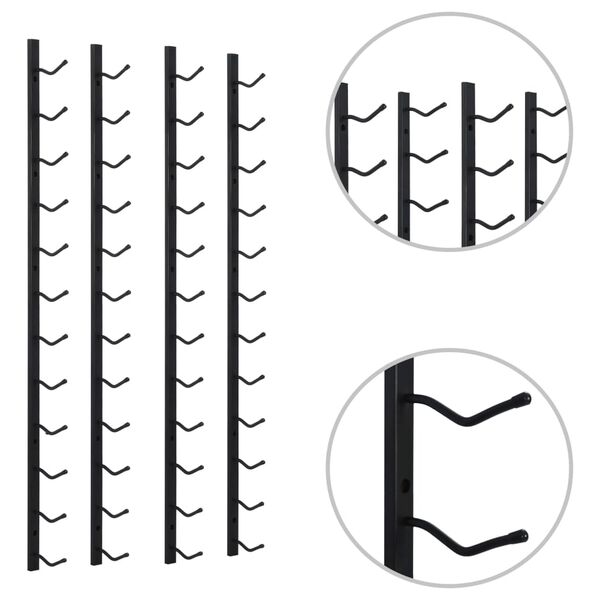 vidaXL Väggmonterat vinställ för 12 flaskor 2 st svart järn