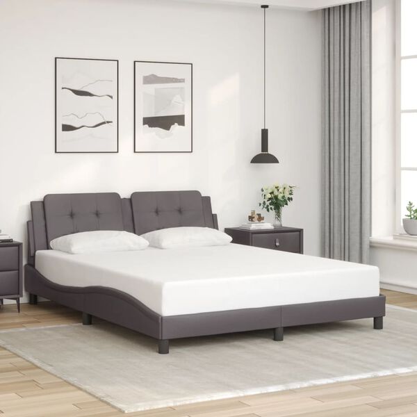 vidaXL Bed Frame with LED without Mattress "Zadar" Grey 160x200 cm