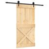 vidaXL Skjutd&ouml;rr Naturlig och svart 100 x 210 cm Massiv furutr&auml;d&ouml;rr