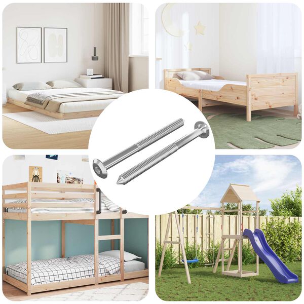 vidaXL M&ouml;belskruvar 2 pcs Silver M6 x 85 mm St&aring;l