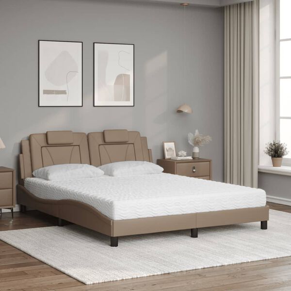 vidaXL Bed "Viana" with Mattress Cappuccino 160x200 cm Faux Leather