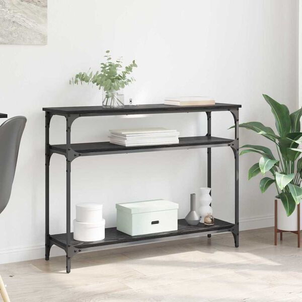 vidaXL Konsolbord med hylla Svart Ek 100 x 29 x 75 cm Konstruerat tr&auml;