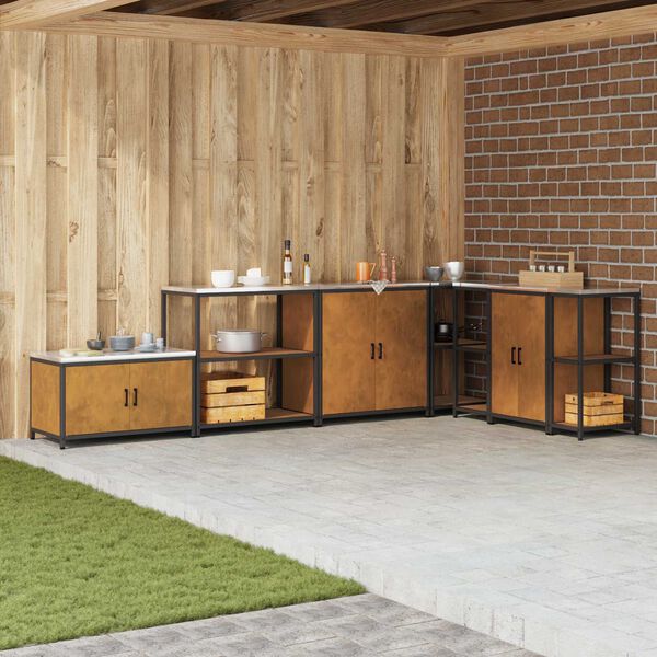 vidaXL K&ouml;ksf&ouml;rvaring med hylla med lagring Rostig 60 x 50 x 92 cm St&aring;l