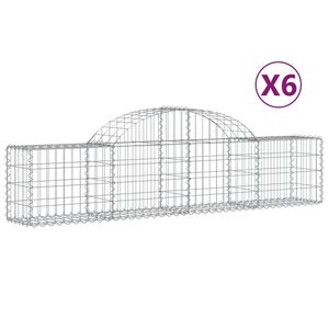vidaXL Gabion b&aring;gformad 6 st 200x30x40/60 cm galvaniserat j&auml;rn