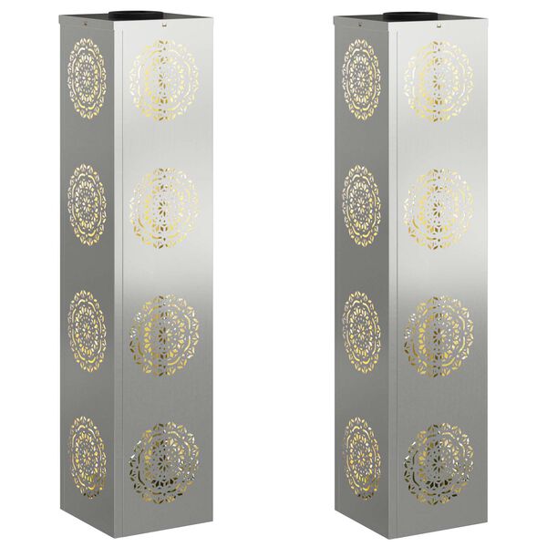 vidaXL Solar LED Stig Ljus 2 pcs Silver Galvaniserat st&aring;l