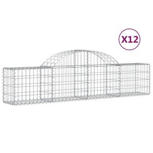 vidaXL Gabion b&aring;gformad 12 st 200x30x40/60 cm galvaniserat j&auml;rn