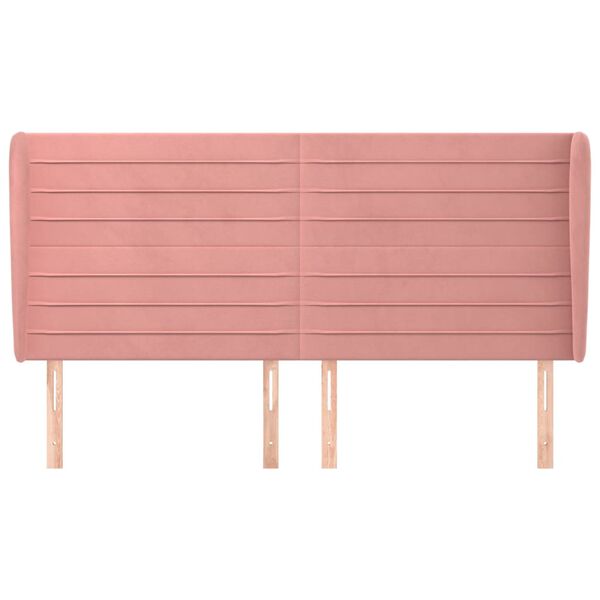 vidaXL S&auml;nggavel med kanter rosa 163x23x118/128 cm sammet