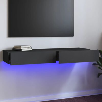vidaXL Tv-bänk med LED-belysning grå 120x35x15,5 cm