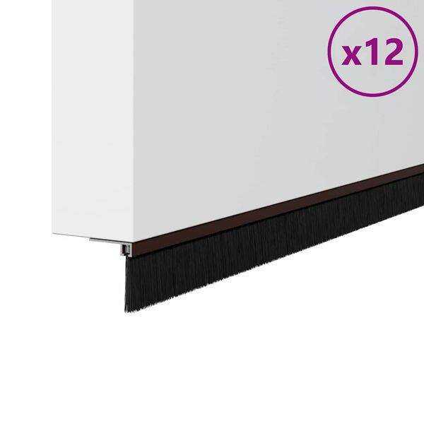 vidaXL Skruvmonterade d&ouml;rrborstt&auml;tningslister 12 pcs Brun 100 cm