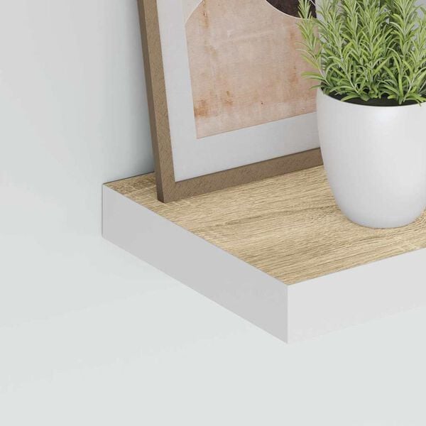 vidaXL Sv&auml;vande v&auml;gghyllor 2 st ek och vit 23x23,5x3,8 cm MDF