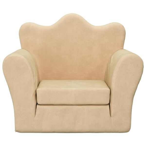 vidaXL B&auml;ddsoffa f&ouml;r barn gr&auml;ddvit mjuk plysch