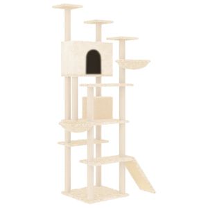 vidaXL Kattr&auml;d med kl&ouml;spelare sisal gr&auml;ddvit 191 cm