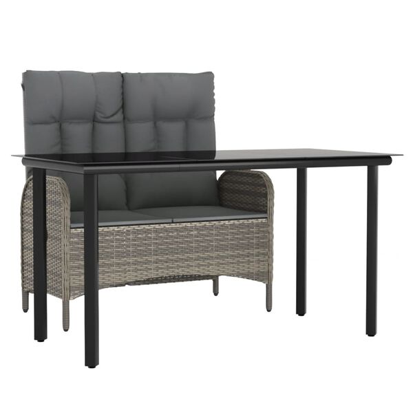 vidaXL Matgrupp f&ouml;r tr&auml;dg&aring;rden med dynor 2 delar gr&aring; konstrotting