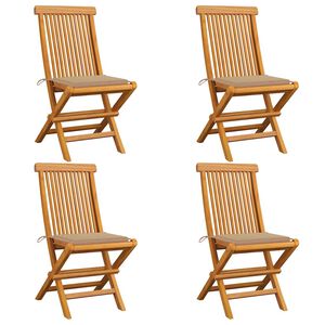 vidaXL Hopf&auml;llbara stolar med beige dynor 4 st massivt teaktr&auml;