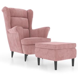 vidaXL &Ouml;ronlappsf&aring;t&ouml;lj med pall rosa sammet
