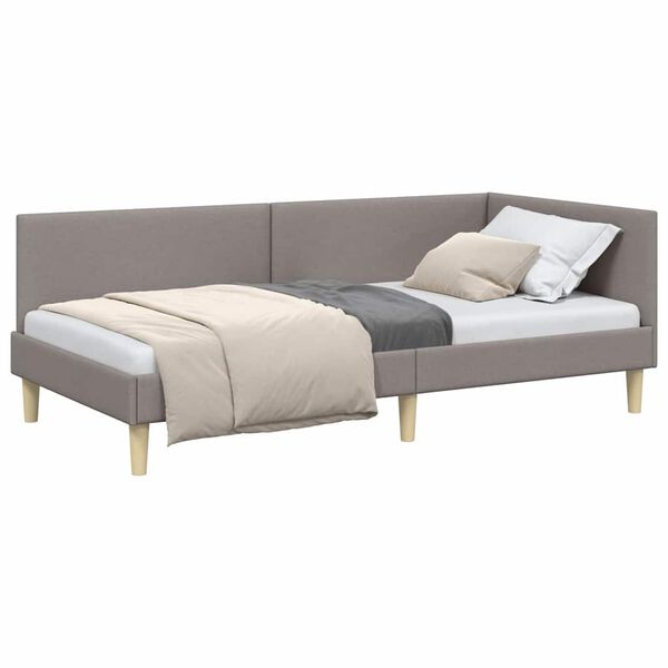 vidaXL Hörn Sängram med huvudgavel Taupe 90 cm x 190 cm Sammet