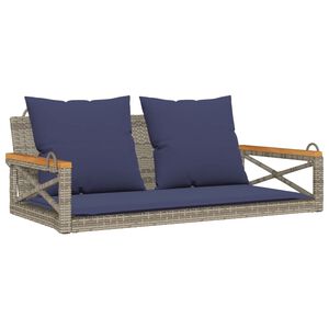 vidaXL Gungb&auml;nk med dynor gr&aring; 109x62x40 cm konstrotting
