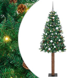 vidaXL Smal julgran med 300 LED-lampor Gr&ouml;n 180 cm PVC och solid furu