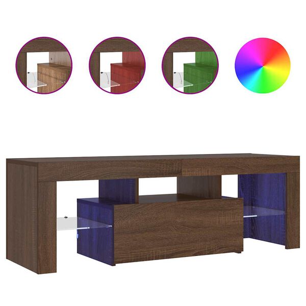 vidaXL Tv-b&auml;nk med LED-belysning brun ek 120x35x40 cm