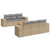 vidaXL Matgrupp f&ouml;r tr&auml;dg&aring;rden med dynor 7 delar beige konstrotting
