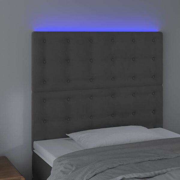 vidaXL S&auml;nggavel LED m&ouml;rkgr&aring; 100x5x118/128 cm sammet