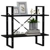 vidaXL Bokhylla 2 hyllplan svart 80x30x70 cm massiv furu