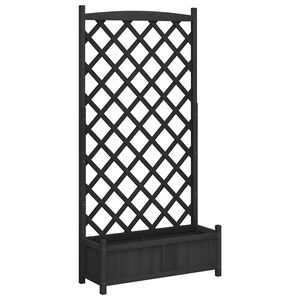 vidaXL Odlingsl&aring;da med spalj&eacute; svart 90x35x180 cm massivt grantr&auml;